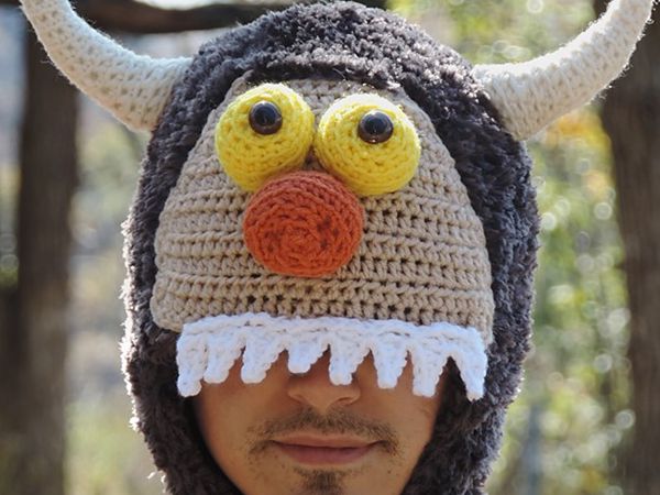 crochet Adult Sized Monster Hats free pattern