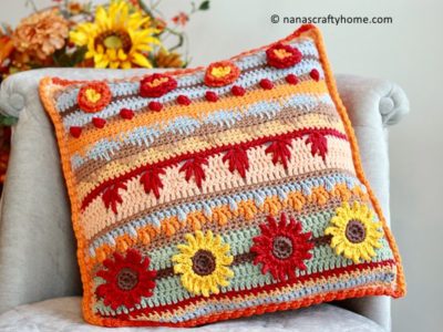 crochet Autumn Rhapsody Pillow free pattern