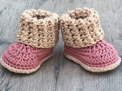 crochet Cuffed Baby Booties free pattern