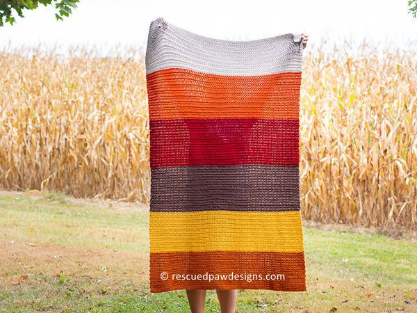 crochet Fall HHDC Blanket free pattern