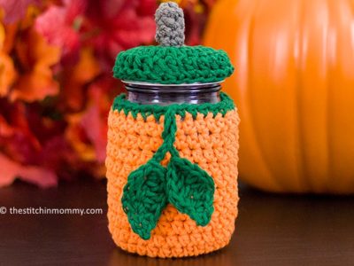 crochet Pumpkin Mason Jar Cozy free pattern