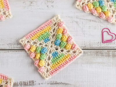 crochet Rainbow Gumdrop Crochet Square free pattern