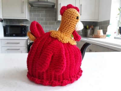 crochet Red Rooster Tea Cosy free pattern
