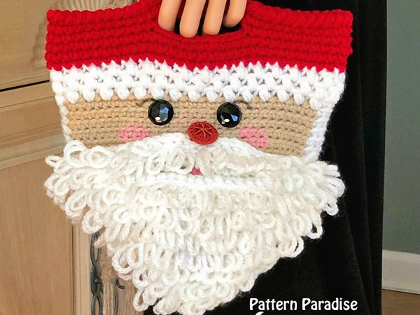 crochet Santa Basket or Bag free pattern