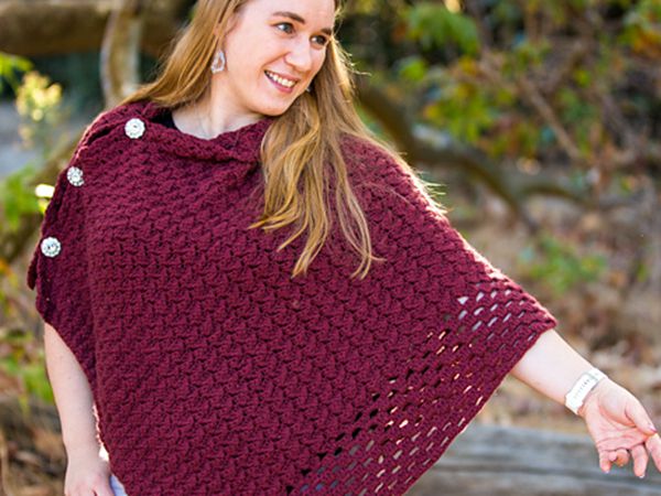 crochet Textured Fall Poncho free pattern