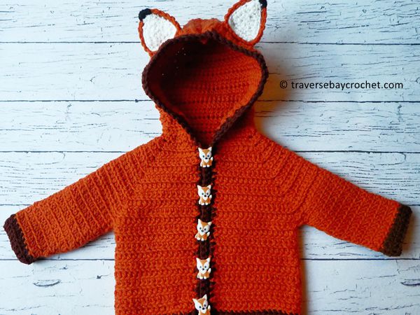 crochet Fox Baby Cardigan free pattern