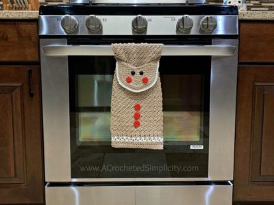crochet Gingerbread Man Kitchen Towel free pattern