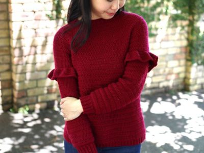 crochet Holly Berry Ruffle Sweater free pattern