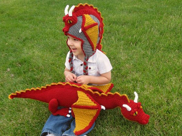 crochet Dragon Hat Stuffed Animal Toy easy pattern