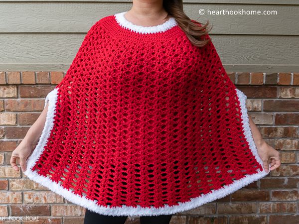 crochet Holly Jolly Poncho free pattern