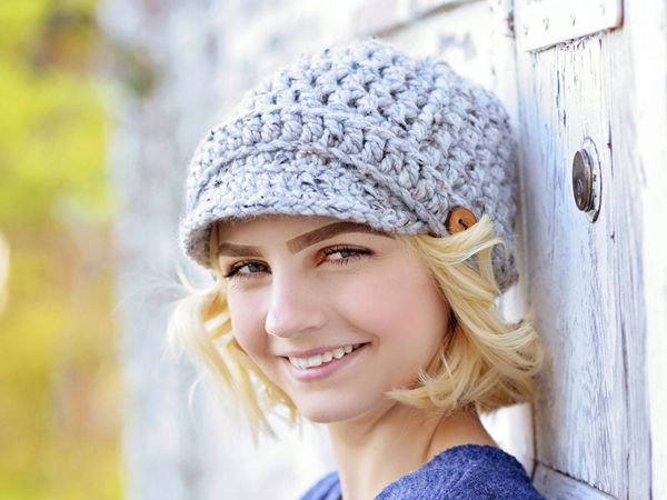 crochet Ribbed Newsboy Hat easy pattern