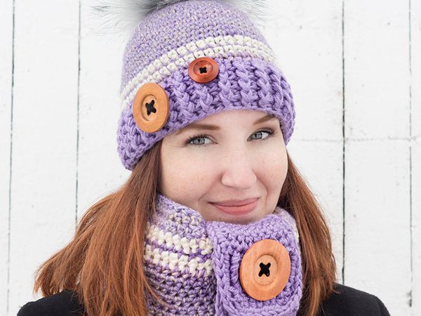 crochet Rustik HAT & COWL Kit Easy pattern