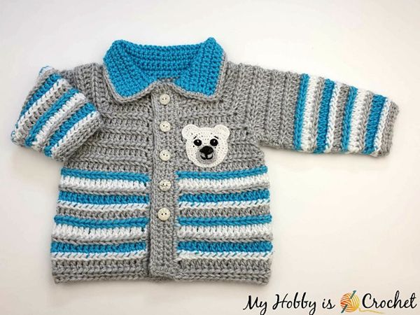 crochet Arctic Baby Cardigan free pattern
