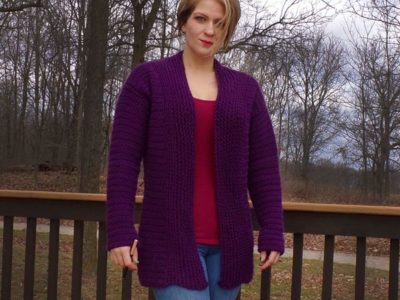 crochet Quick Purple Cardigan free pattern