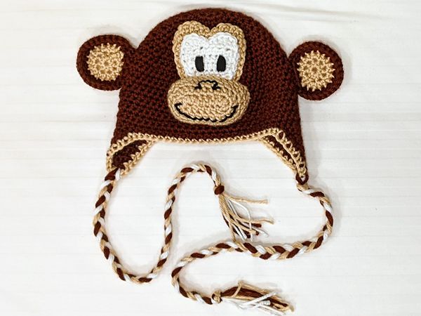 Crochet Monkey Hat 3D free pattern