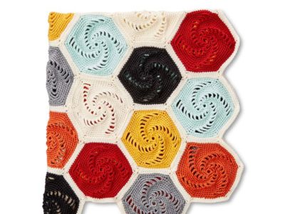 crochet Geometric Motif Hexagons Blanket free pattern