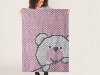 crochet C2C Teddy Bear Baby Blanket free pattern