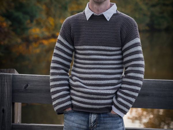 crochet Mens Upper Eastside Sweater easy pattern
