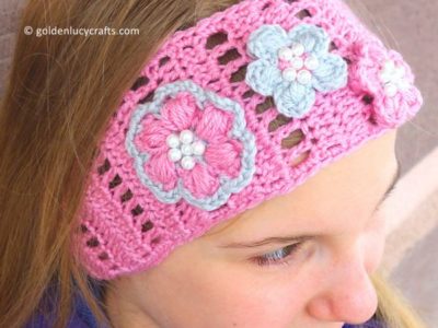 crochet Spring Blossom Headband free pattern