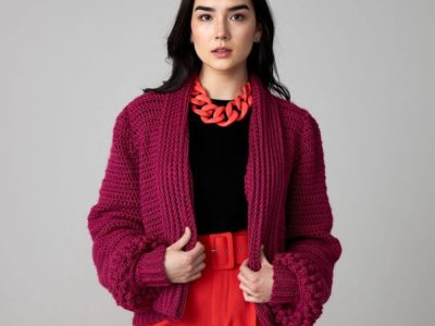 crochet CARON BOBBLE CARDIGAN free pattern