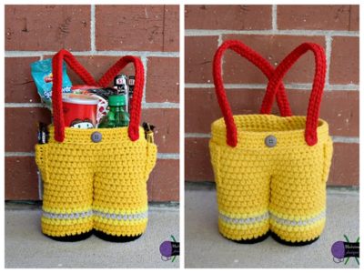 crochet Firefighter Pants Gift Basket easy pattern