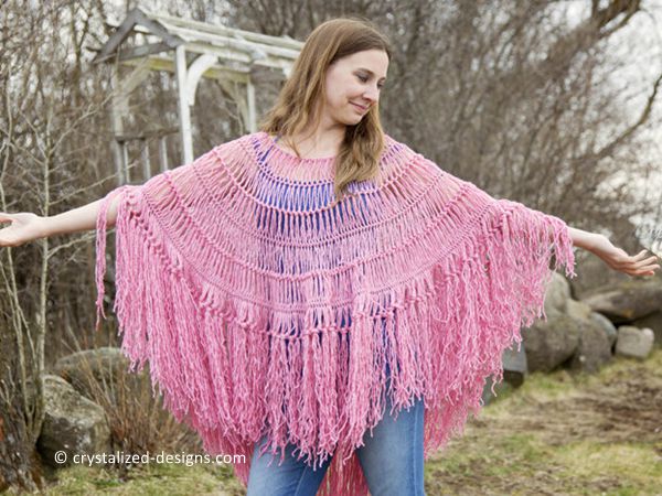 crochet Hairpin Lace Poncho free pattern