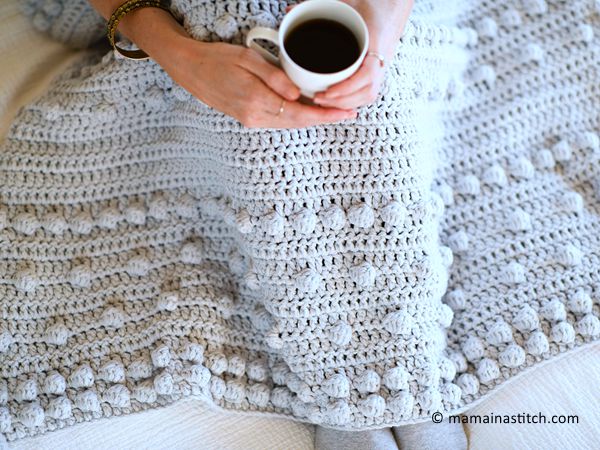crochet Luxe Bobbles Throw Blanket free pattern
