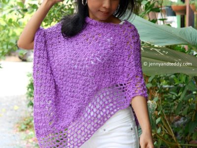 crochet Purple Poncho Wrap free pattern