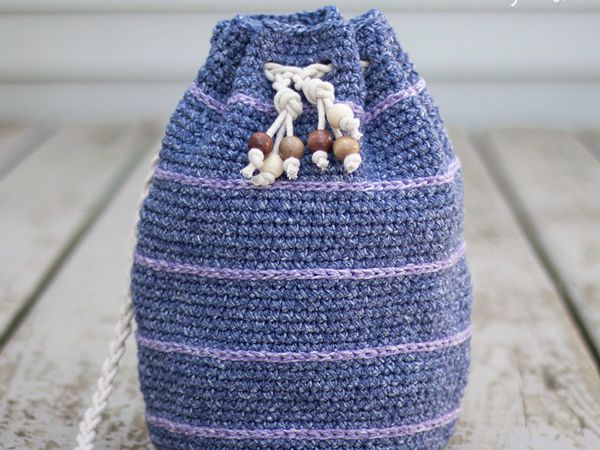 crochet Simple Drawstring Bag free pattern