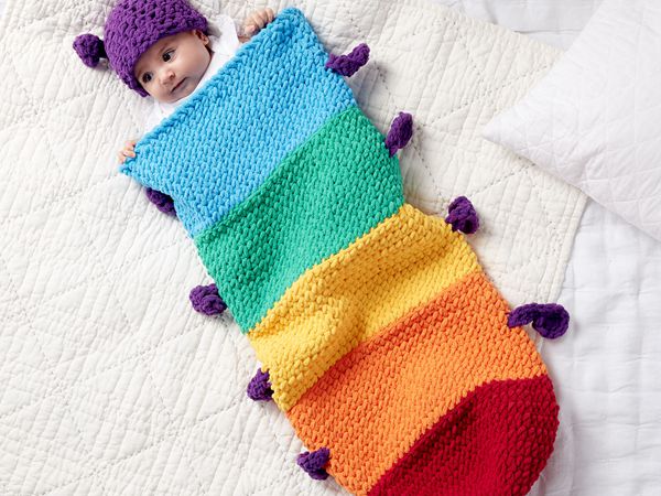 CATERPILLAR CROCHET SNUGGLE SACK free pattern