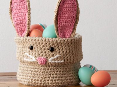 crochet BUNNY BASKET free pattern