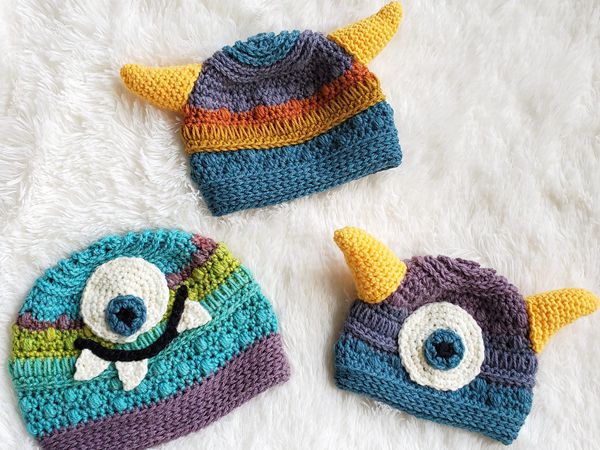 crochet Monster Baby Beanie free pattern