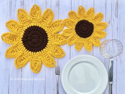 crochet Sunflower Placemats free pattern