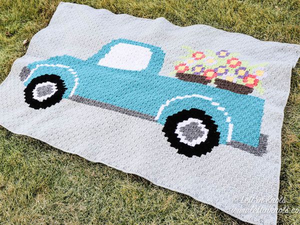 crochet Flower Truck C2C Blanket free pattern