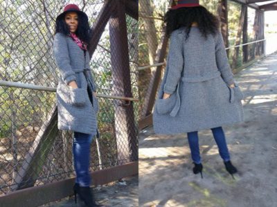 crochet Knee-length Coat with Roomy Pockets easy pattern