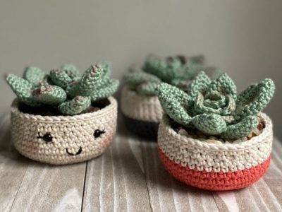 crochet Rosette Succulent easy pattern