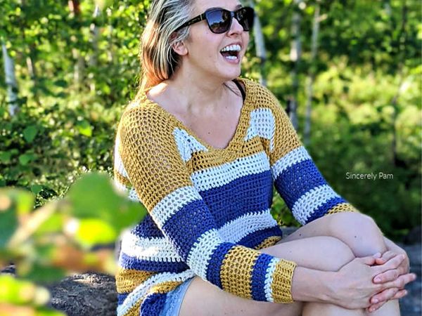 crochet Beach Day Pullover free pattern