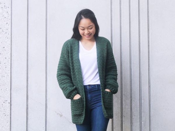 EASY POCKET CROCHET CARDIGAN free pattern