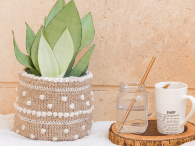 crochet Bubbly Plant Pot Cover free pattern