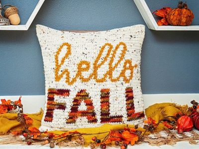 crochet Hello Fall Pillow Cover free pattern