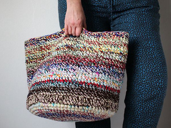 crochet Scrap Yarn Basket free pattern