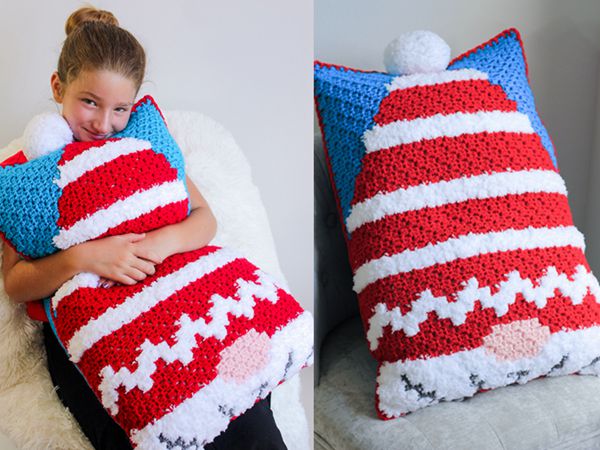 Christmas Gnome C2C Pillow