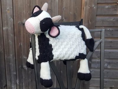 crochet Farm Cow Folding Baby Blanket easy pattern