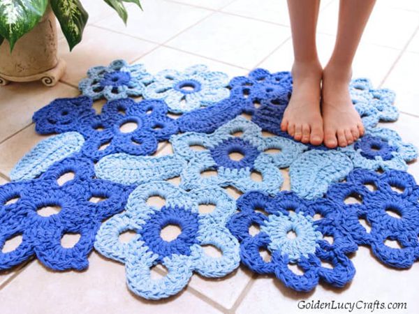 crochet Flower Rug free pattern