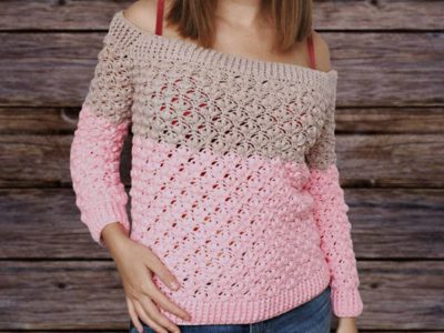 crochet Off the Shoulder Sweater easy pattern