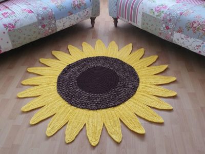 crochet Sunflower Rug easy pattern