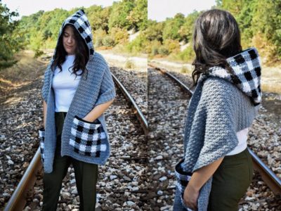 crochet Checkmate Pocket Scarf with Hood free Pattern