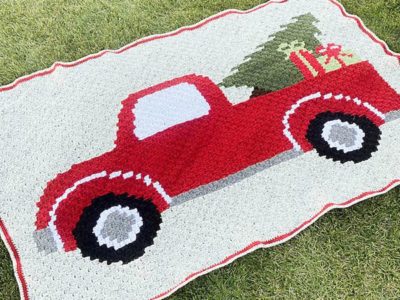 crochet Christmas Tree Truck Blanket free pattern
