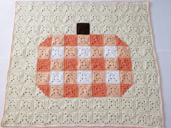 crochet GINGHAM PUMPKIN BLANKET free pattern