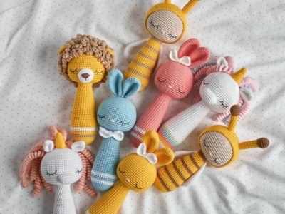 crochet Rattle Amigurumi Toys Set easy pattern